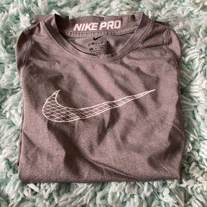 Grey Nike Pro Dri Fit boys extra small shirt.